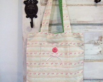 Pink Striped Linen Market Bag | Spring Tote | Washed Linen Bag | The Wild Raspberry