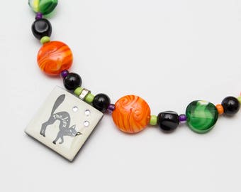 Black Cat Halloween Necklace