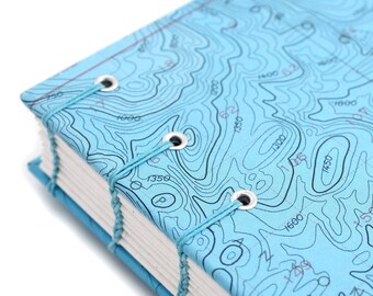 Map Journal - Unlined Journal - Bathymetric Chart Journal #7, handmade by Ruth Bleakley out of Nautical Charts - 160 pages