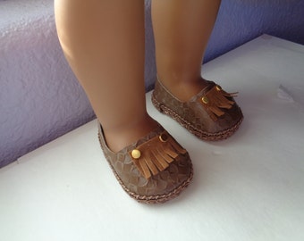 Light Brown Faux Leather Shoes for -18 Inch BOY-Doll Shoes-American Girl-Boy Dolls