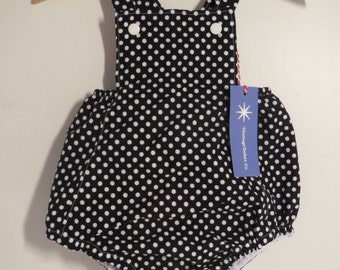 Black Polka Dot 1950's Style Baby Romper