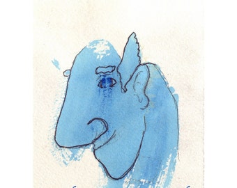 Happy the Man - Mixed Media OOAK Drawing