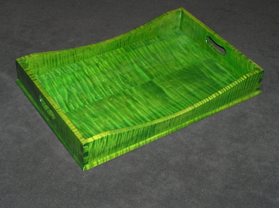 12" x 18" Bright Green Tiger Maple Serving Tray