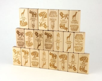 Noah's Ark Dominoes 21 pc Maple Blocks