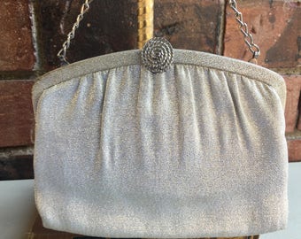 Halverwege de eeuw glinsterend zilver Metallic avond tas
