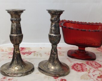 Silver Candle Stick Silver Candle Holder Shabby Chic Candle Holder Wedding Candle Holder Vintage Candle Stick Primitive Candlestick