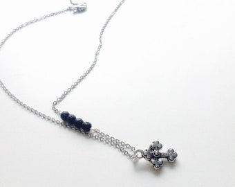 Cross necklace, essential oils necklace, essential oil jewelry, diffuser necklace, diffuser jewelry, diffuse necklace, lava necklace, stone