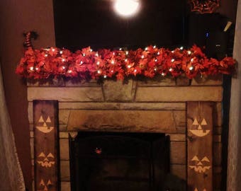 Custom Wood Fall Pumpkin Fireplace Halloween Signs