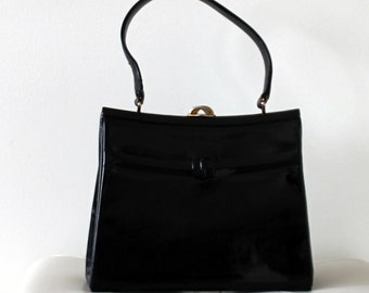 Vintage 1950s Black Patent Leather purse