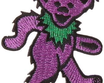 Grateful Dead Dancing Purple Bear Iron On Patch 2" x 1 1/4" Free Shipping Officially Licensed C&D Visionary P1212