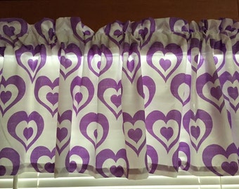 Purple Hearts Window Valance ~ 64" wide
