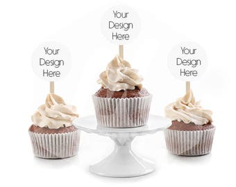 Cupcake Topper Mockup. Party Circles Mockup, Isolated Cupcake mockup