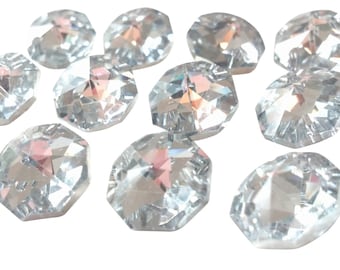 50 SILVER 14mm Octagon Chandelier Crystals Prism Shabby Chic