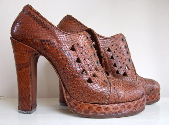 Snake skin platform shoes 1970s