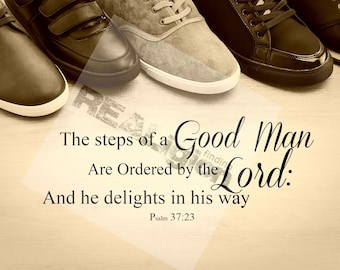 The steps of a good man - Shoe Print - Sepia Print - Digital Download