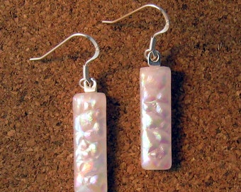 Pink Dichroic Earrings - Fused Glass Earrings - Dichroic Jewelry - Fused Glass Jewelry - Glass Earrings - Dangle Earrings - Pink Earrings