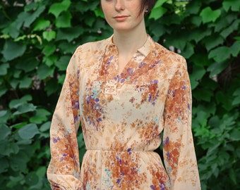 Floral accordion pleats 70s dress