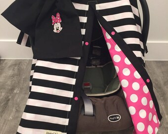 Minnie mouse car seat canopy , car seat cover , carseat canopy , minnie mouse , mickey mouse , disney