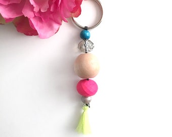 beaded tassel keychain - bag charm keychain - bohemian women's accessory - women's gift - keychain gift