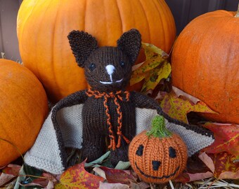 Hand Knit Bat, Plush Toy, Halloween