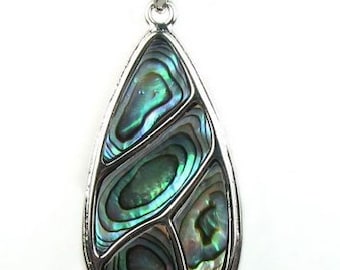 Abalone shell pendant, teardrop sea shell pendant, leather cord paua shell pendant necklace, abalone pendant jewelry, SH1530-AP