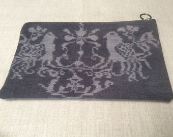 Knitting Project Bag...Ikat...Indonesian material...Clutch Bag