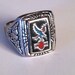 Silver HD Biker - Eagle and Shield w/ Coral & Turquoise Inlay' - Men's Ring