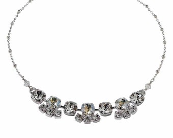 Bridal Necklace, Rhinestone Necklace, Swarovski Necklace, Chaton Clear Necklace, April Birthstone Necklace