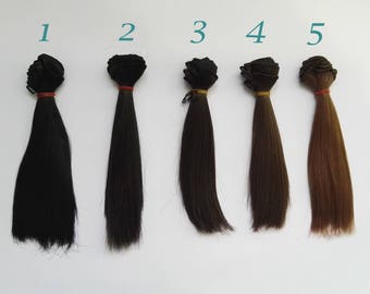 1-5 15*100cm Heat Resistant Straight Wig Fibre Hair Material for Doll BJD Dollfie Reboot Black Dark Brown