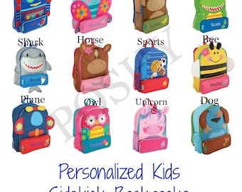 Monogrammed Kids Backpack , Personalized Toddler Backpack, Stephen Joseph Sidekicks Toddler Girls Boys 12 different designs