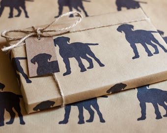 Handprinted Puppy Dog Wrapping Paper Including 1 x Gift wrap, 2 x Gift Tags & Twine.