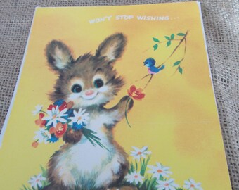 vintage get well card bunny