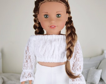 18 inch doll white lace peasant blouse | white crop top