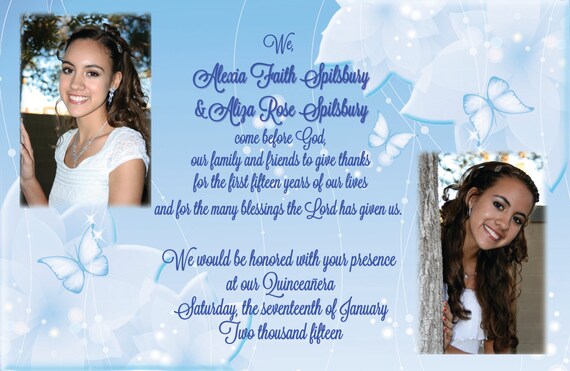 Twin Quinceanera Invites Sweet 15 Invitations Mis Quince Anos