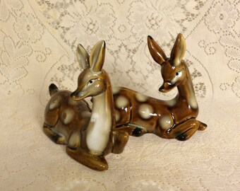 Vintage ceramic deer pair