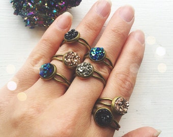 MINI Adjustable Druzy Ring