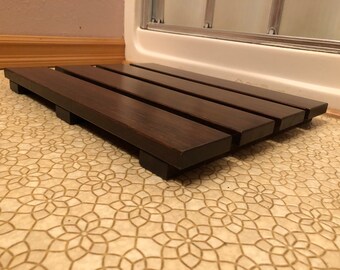 Wooden Bath Mat Solid Bamboo Shower Mat
