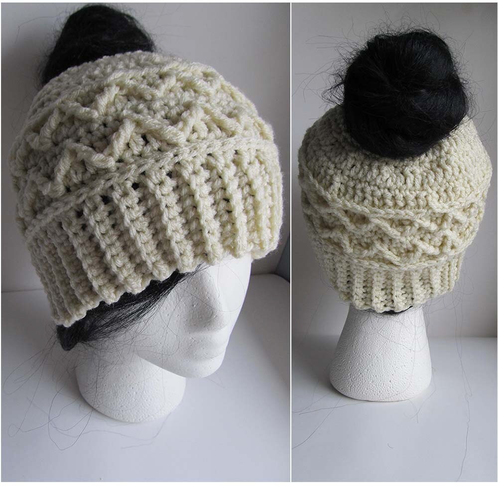 Messy Bun Hat CROCHET PATTERN - Pattern for Crochet 