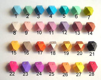 Hexagon Wood Beads, 61 colors, Polygonal 20mm, Hand painted Beads, Geometric Natural Wood Beads, holzperle hexagon