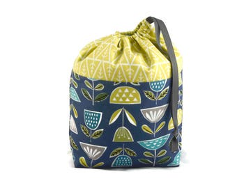 Gift For Wife Knitting Project Bag Project Bag for Knitting Sock Knitting Bag Crochet Bag Drawstring Knitting Organic Cotton Bag