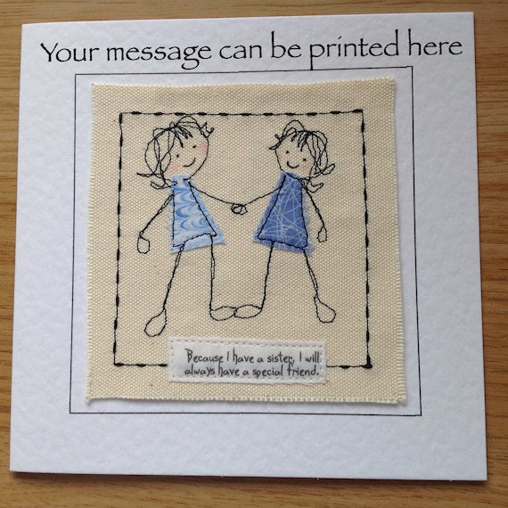 handmade birthday card for sister with special quote sister