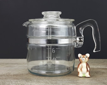 Pyrex Percolator Coffee Pot - Vintage 6 cup Pyrex Flameware Coffee Pot - Rangetop Ware - Pyrex Percolator - Mid Century Pyrex Coffeemaker