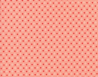 Handmade Spots Coral by Bonnie and Camille for Moda, 1/2 yard cotton fabric