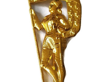 Vintage Joan of Arc Stick pin, Gold Tone Joan Of Arc Stickpin