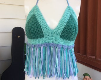 Shell Ya Later Crop Top| Festival Top| Fringe Top