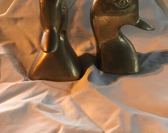 Brass bookends ducks
