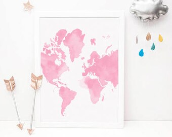 Girls nursery wall, 50% OFF Nursery Prints Girl, Girls Bedroom Nursery Posters,pink map travel Wall Art, Baby Girl Wall Print,Printed Dreams