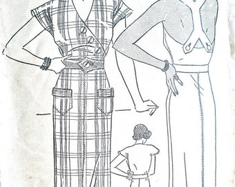 Spring Sale Early 1930s Halter Dress Pattern by Pictorial Printed Patterns 7007 Bust 36 inches