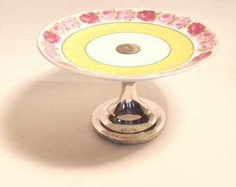Gorgeous vintage bonbon dish/fruit bowl with silver-plated base