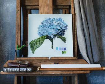 Hydrangea Decoupage Platter